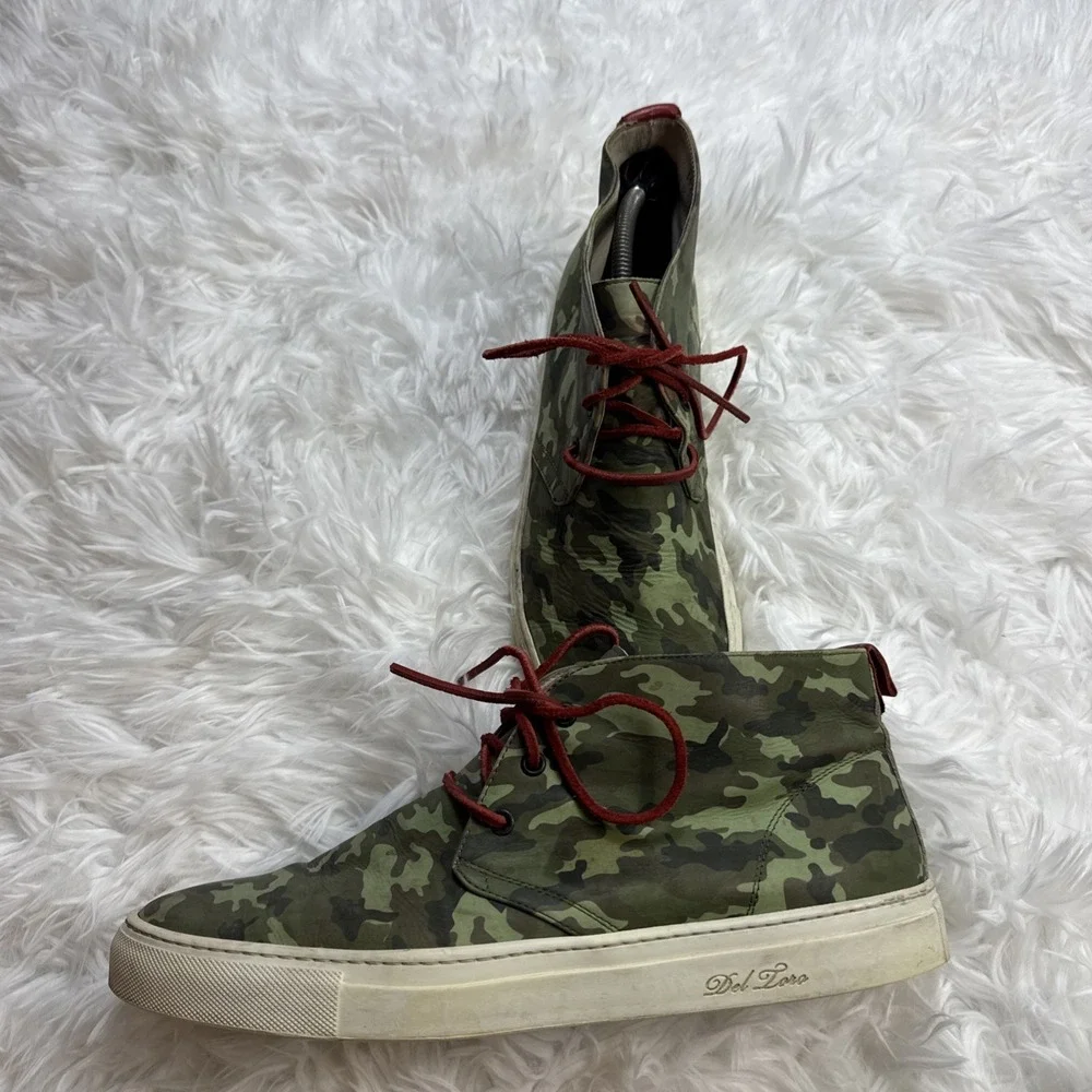 DEL TORO Italy Chukka Boots Men 13 Camo Leather Designer Quality Camouflage Rare
